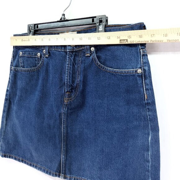 Everlane Jean Skirt Womens Size 30 Mid Rise Blue Denim Stretch Pockets - Picture 3 of 10
